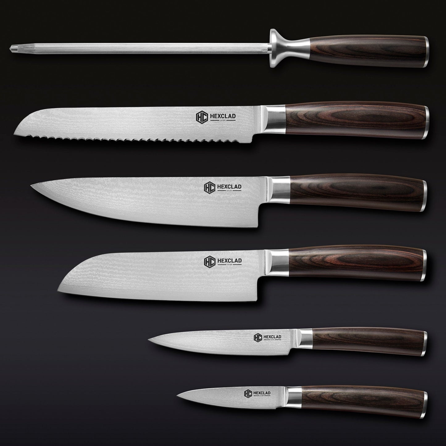 Damascus Steel Knife Set, 6-pc (Espresso)